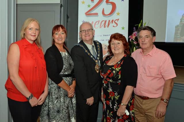 The founders of Castleview Nursing Home, Tom and Lynda McCourt (right) are pictured with Rhonda Murray, Jacqui McCourt and the Mayor of Mid and East Antrim Borough Council, Councillor Billy Ashe. INCT 36-008-PSB