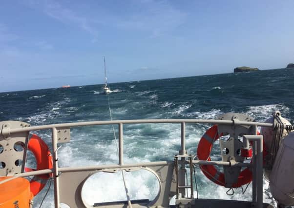 Larne RNLI assists a yacht in difficulty just off Muck Island.  INLT 37-661-CON