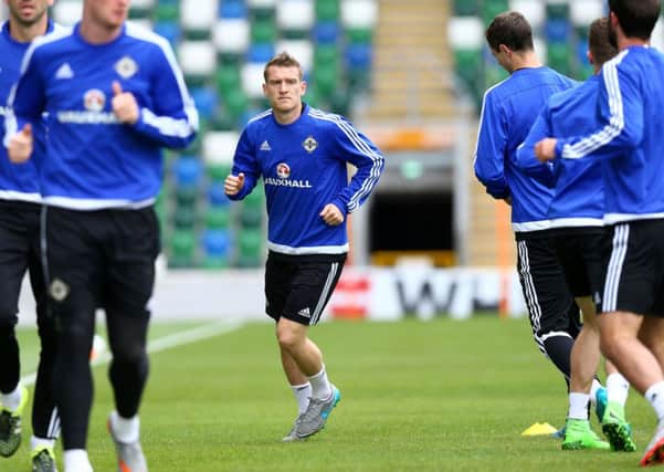 Press Eye - Belfast -  Northern Ireland - 06th September 2015  Photo by William Cherry

Northern Ireland's Steven Davis during Sundays training session at Windsor Park ahead of Monday nights Euro 2016 Qualifier against Hungary.