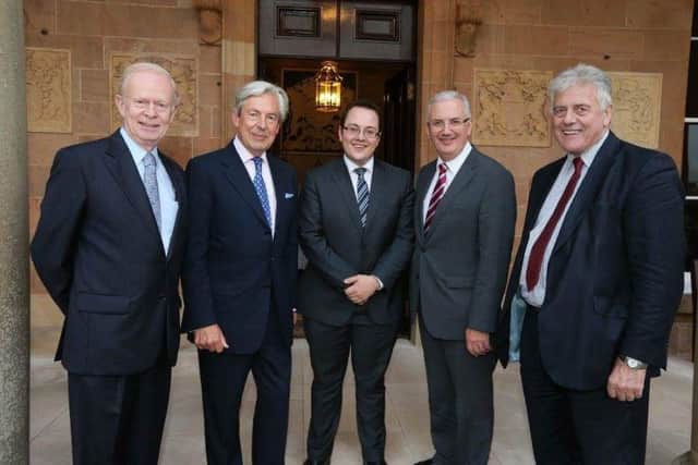 Left to right: Lord Empey, Geoffrey Van Orden MEP, Lisburn Councillor Alexander Redpath,  Danny Kennedy MLA and Jim Nicholson MEP