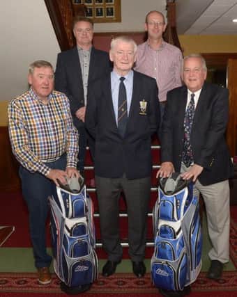 Banbridge Golf Club President Felix Duffy with the Presidents prize winners Ken Stevenson and Jim Mallon and runners up Ken Whan and Neill Madeley ©Edward Byrne Photography INBL1537-261EB