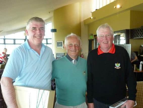 The top three in the low section at the John Ervine Outing.
(l to R) Joe Whiteside (2nd), Tom Fee (1st), Roy Rankin (3rd).