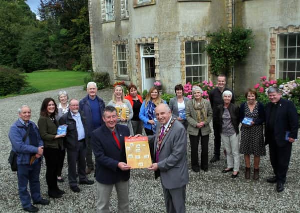 The Deputy Mayor Alderman Thomas Kerrigan, and Paul McGarvey, chairman of Foyle Civic Trust, at Ashbrook House for the Launch of the Plantation Villages and Houses Rural Heritage Trail map, pictured with Council and local representatives and members of the Foyle Civic Trust. 3815-0008MT