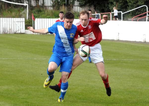 Larne FC's Tommy Robinson in action against Immaculata at Inver Park in the Steel and Sons Cup. INLT 39-200-AM