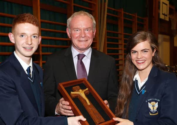 Deputy First Minister Martin McGuinness, Guest of Honour, St. Mary's College, Clady, Awards Ceremony.

Photo Lorcan Doherty Photography