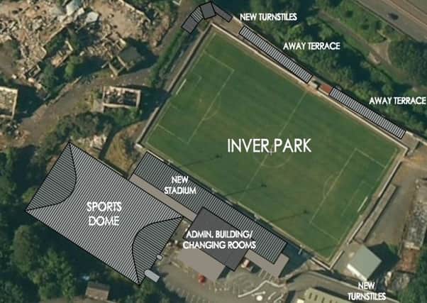 An aerial view of how Inver Park could look after its proposed £4m upgrade.  INLT 40-681-CON