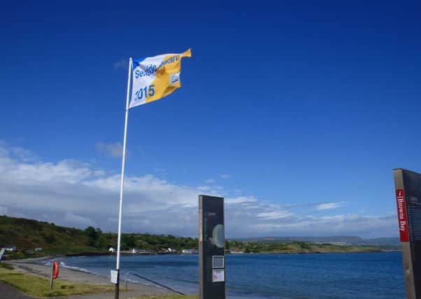 Seaside Award flag flying at Browns Bay.  INLT 40-682-CON