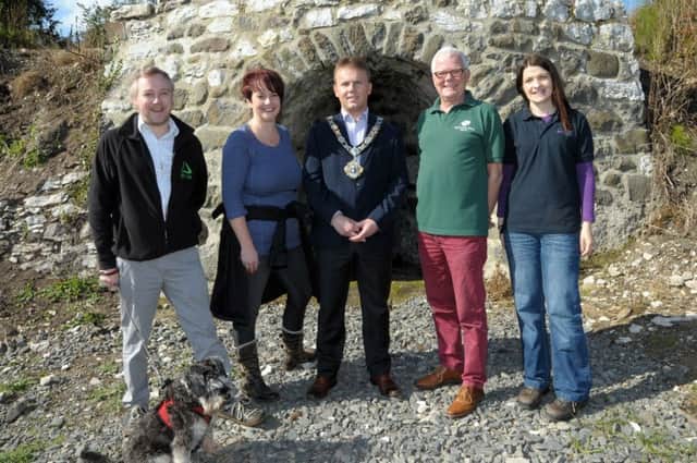 Pictured at the revamped Carnmoney Hill are Mayor of Antrim and Newtownabbey Councillor Thomas Hogg, MLA Pam Cameron, Patrick Gregg from the Woodland Trust, Mel Waddell from Groundwork NI and Jo Boylan who was representing the Belfast Hills Partnership. INNT 39-235-AM