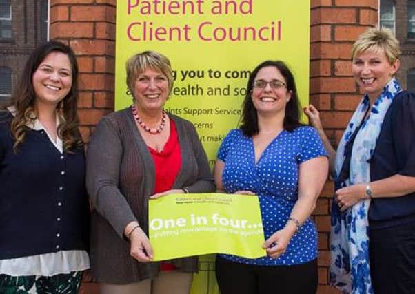 Cheryl McCauley and Jackie McNeill from the Patient and Client Council with group members Susan Evans from Coleraine and Alison Carr from Lisburn.