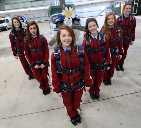 The Gooses are promoting Cancer Fund for Childrens Halloween Skydive. From left, Sinead McAtamney from Kilrea, Sarah McKeown (Glenullin), Medbh McIlvenny (Dungiven), Aine McNamee (Portstewart), Caite Skelly (Coleraine), Carla McErlean (Kilrea).