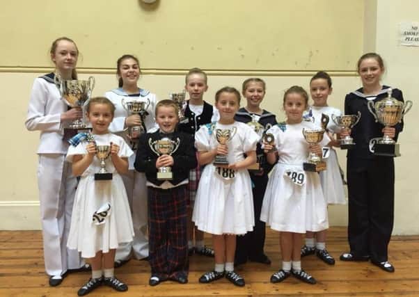 Members of the Sollus Highland Dance School who won trophies at Bessbrook.