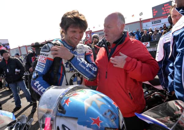 North West 200 Race Director Mervyn Whyte with Guy Martin at the event in May