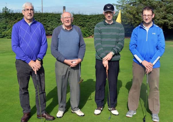 Richard Armstrong, who won the Woodside Cup at Ballymena Golf Club, pictured with playing partners Brian Russell, Brian Craig and Stephen Russell at the Woodside Cup. INBT 40-903H