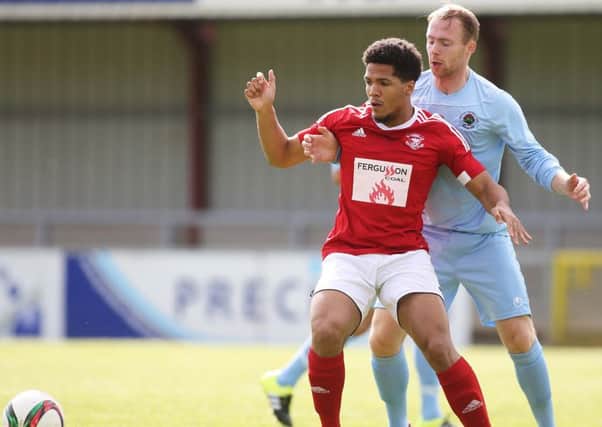 Cliftonville loanee Guillaume Keke has been a hit with the Larne fans. INLT 37-918-CON Photo: Presseye