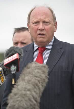Pacemaker press 09/09/2015  The TUV leader Jim Allister give's his response to the recent arrest's of senior republicans close to Sein Fein regarding the murder of Kevin McGuigan. Picture Mark Marlow/pacemaker press