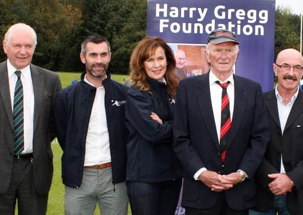 Founder Harry Gregg with trustees and guests of the Harry Gregg Foundation at the relaunch  of Small Sided Games Centre at the Ulster University Coleraine

photo: William Curry