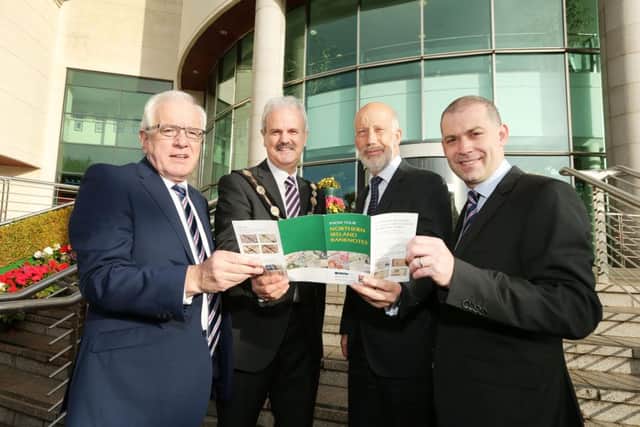 At the event in Lagan Valley Island were Alderman Allan Ewart, Chairman of the Councils Development Committee, Mayor of Lisburn & Castlereagh, Councillor Thomas Beckett, Justice Minister David Ford, and Nigel Walsh of Ulster Bank.