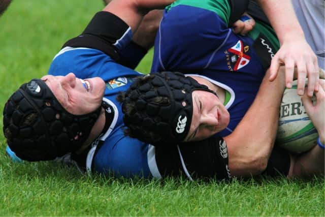 Action from Coleraine's win over Queen's IISs on Saturday. INCR41 RUGBY 1