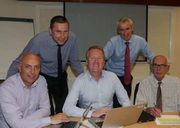 Irvine Abraham (Northern Regional College), Trevor Robinson (Invest Northern Ireland), Eugene Reid, Terry Robb and Chris Wales (all Chamber of Commerce)