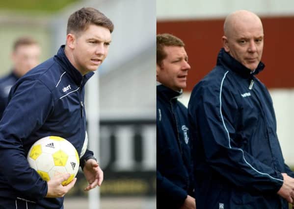 Institute manager Kevin Deery and Ballyclare boss David Dorrian.