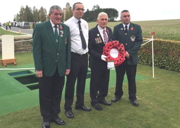 Jim English, Monkstown Somme Assocation, David McClurg, Rathcoole Somme Society, Phil Hamilton, 2016 Centenary Committee and David Gourley, Ulster Covenant Society. INNT 42-512CON