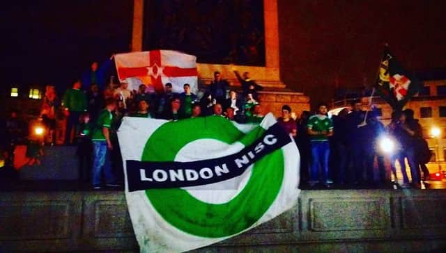 The London NISC celebrate at Trafalgar Square