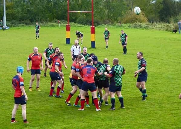 Lineout action from Ballyclare v Clogher Valley. INLT 42-911-CON