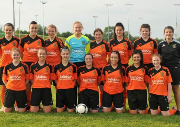 The Mid-Ulster Ladies team prior last Wednesday night's clash with Linfield Ladies at MUSA.INMM2715-309