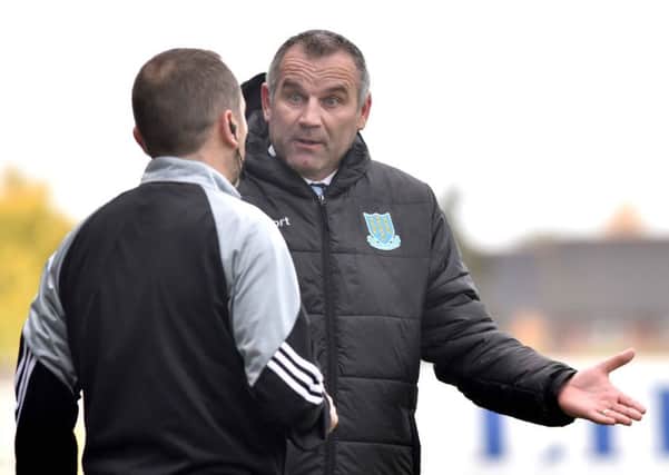 Ballymena manager, Glenn Ferguson during Saturday's match at Mourneview Park. Picture: Press Eye.