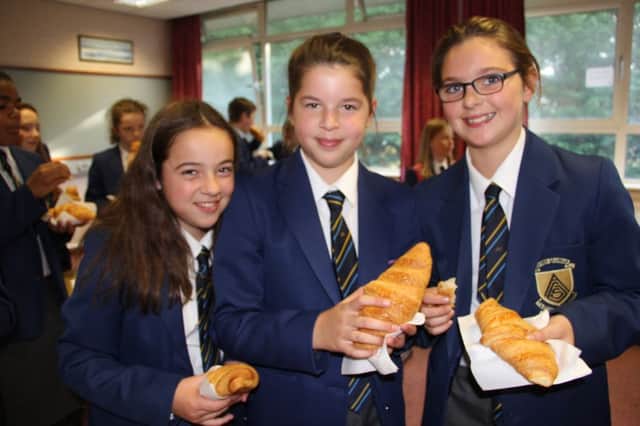 Some Year 8 pupils at Antrim Grammar School enjoying a French Breakfast.