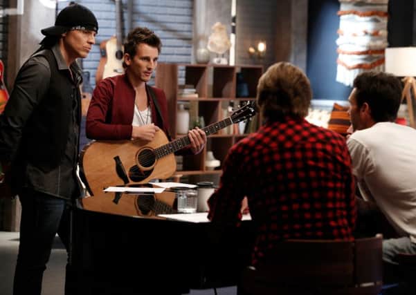 L-R Manny Cabo and Keith Semple prepare for the battle rounds on The Voice USA. INLT-43-708-con Photo by: Tyler Golden/NBC