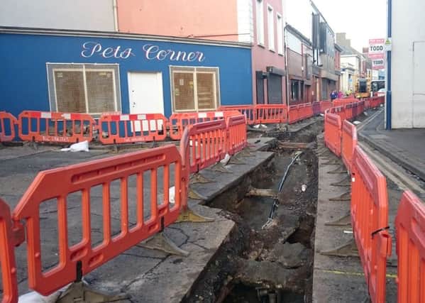 Public realm works being carried out at Lower Cross Street, Larne.  INLT 44-651-CON