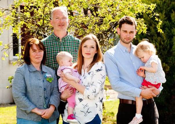 Ashers Baking Company owners Colin McArthur and his wife Karen with their son Daniel, the general manager of Ashers, and his wife Amy, together with their children Robyn and Elia. Pic courtesy of The Christian Institute.