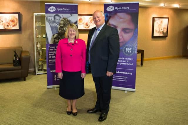 David Simpson MP with visiting MP Fiona Bruce.