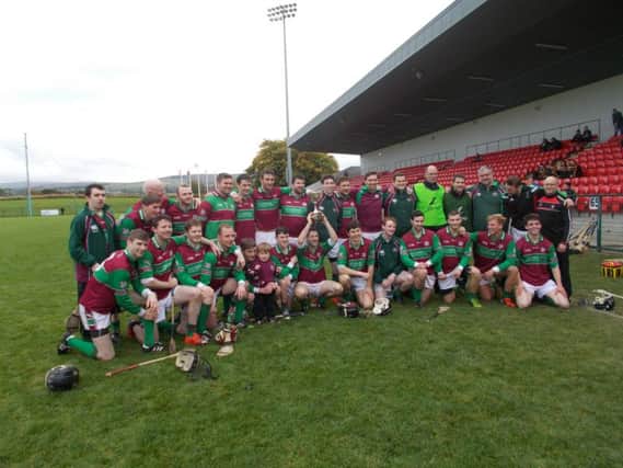 The history makers - Eoghan Rua Coleraine celebrate their historic Ulster Junior hurling championship title win.