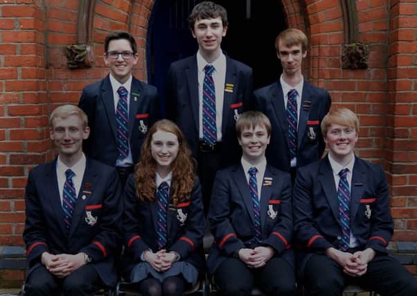 Yaer 13 Form Prize winners at Lurgan College prize day. Included are back row from left, Tom Bailey, Owen Maxwell and Andrew Preston. Front from left, Peter Beck, Victoria Flavell, Jack Hutchinson and Robert Hall. INLM43-204.