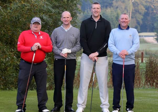 Mallachy Bellew, Gary Boyd, William Glover and Michael McAuley who played in Saturday's competition at Galgorm Golf Club. INBT 43-176CS