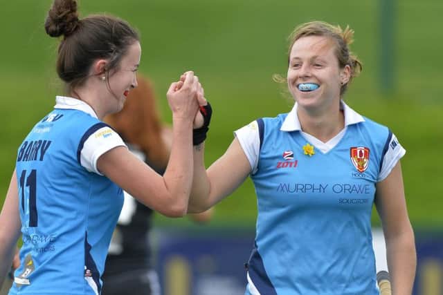 Megan Frazer (right) was on target for the Elks in the 6-1 win over Corinthians. Photo: Presseye