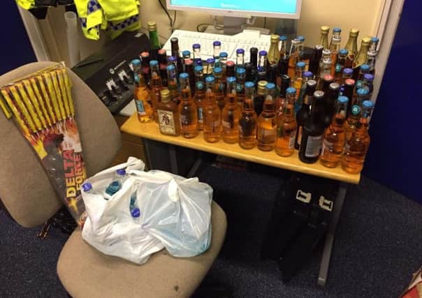 Police seized bottles of alcohol and fireworks in Coalisland
