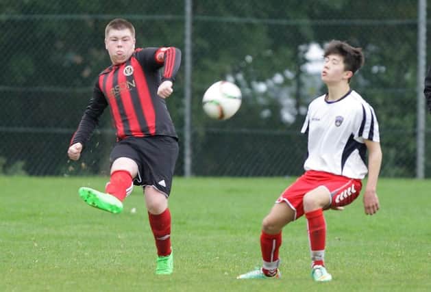Youth soccer action from the under-17 game between Hillsborough and Lisburn Rangers, at Ballymacoss. US1544-506cd  Picture: Cliff Donaldson