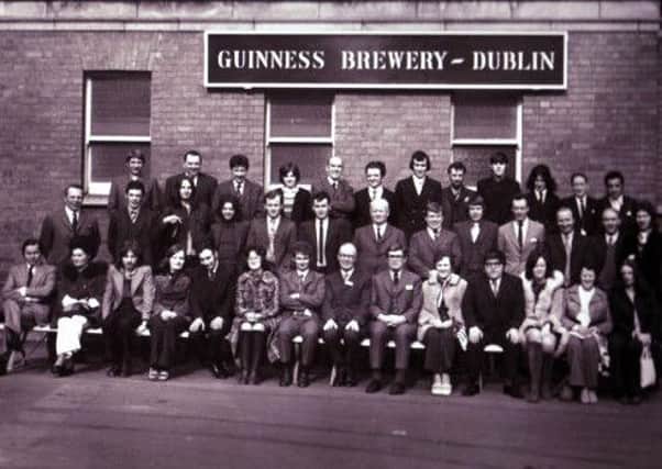 Before Hollywood stardom. Neeson (centre row) third from left with colleagues from Murphy's Bottlers, Ballymena on a 'works outing' to Dublin in the early 70s.