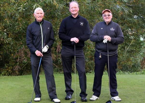 Robert Young, Alan Gray and Bill Craig who played in Saturday's competition at Galgorm Golf Club. INBT 43-177CS