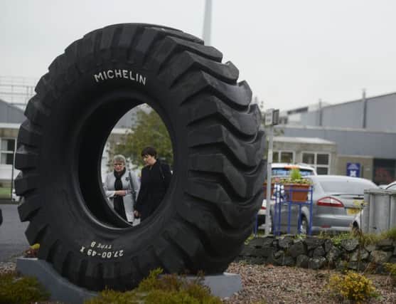 PACEMAKER BELFAST 3/11/2015
 Workers at The Michelin tyre factory in Ballymena, County Antrim,  receive news that the factory will close in 2018 with the loss of 860 jobs. The Ballymena factory produced its first tyre in December 1969 and produces about one million bus and truck tyres per year, The  Michelin company have been warning for a number of years about the threat to the future of the Ballymena plant caused by high energy costs.
Picture Colm Lenaghan/Pacemaker Press