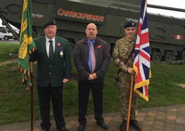Councillor Noel Jordan attending the Ulster Defence Regiment Association and Royal British Legion service at the Garden of Remembrance. INCT 45-702-CON