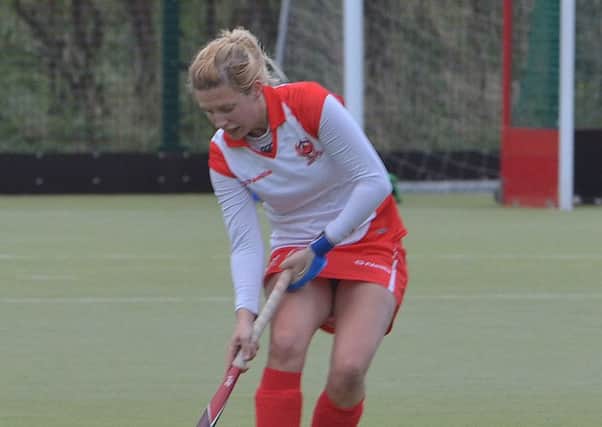 Larne's Gillian Russell  on the attack. INLT 45-329-PR