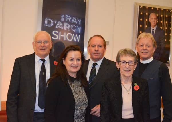 Producer Mary Boyd and Religious Programmes Director Michael Sweeney with Organist Winnie McCracken, her husband Ian, an elder in Monreagh and Reverend Dr David Latimer.