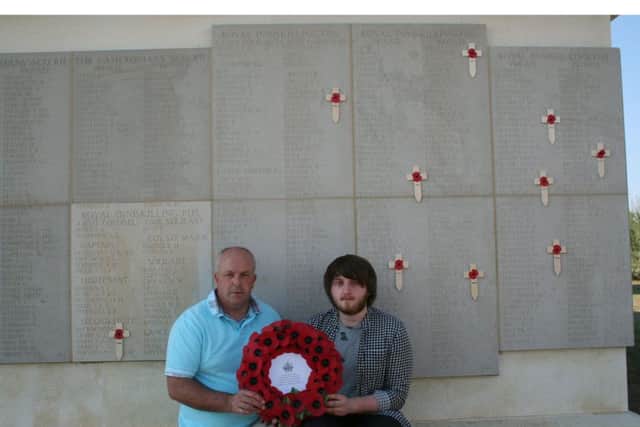 Alerman James Tinsley and Councillor Aaron McIntyre at the Royal Innniskilling Memorial at Gallipoli.