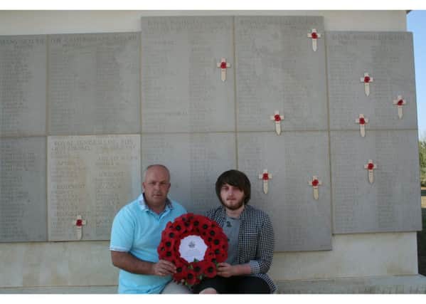 Alerman James Tinsley and Councillor Aaron McIntyre at the Royal Innniskilling Memorial at Gallipoli.