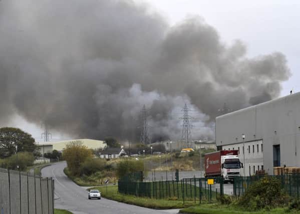 Scene of the huge fire that broke out this morning at the former Brickkiln recycling plant in Campsie. DER4615GS016