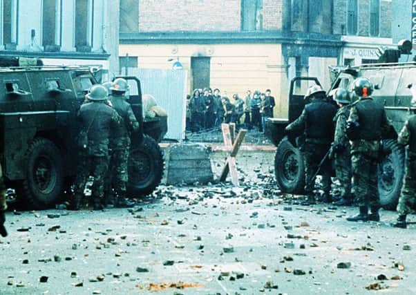 Rioting in the Bogside on what became known as Bloody Sunday